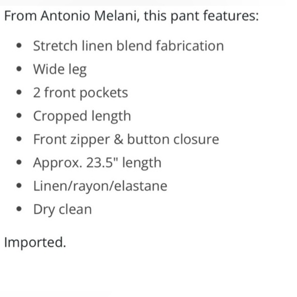 Antonio Melani Brenda Linen Blend Cropped Wide Leg Pants Size 6 - Picture 7 of 7